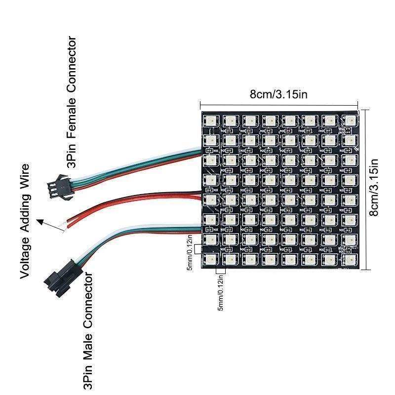 Светодиодный Панель полный Цвет rgb-матрица модуль SMD 5050 WS2812B 8*8/8*32/16*16 Пиксели 5V