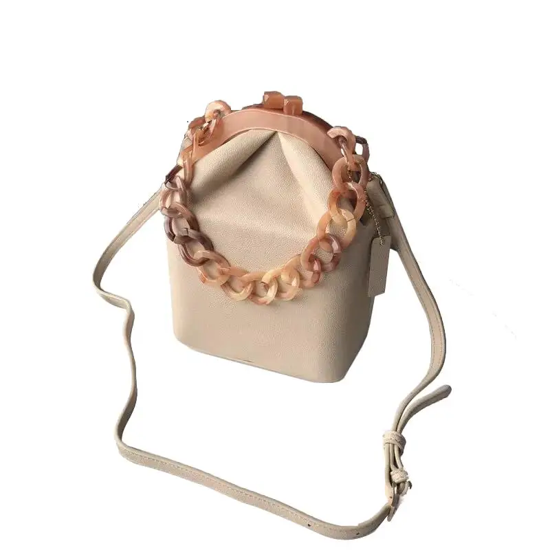 

Women's Box Bag Acrylic Clip Chain Bucket Ice Cream Color Square Bag Retro Clip Crossbody Shoulder Bags