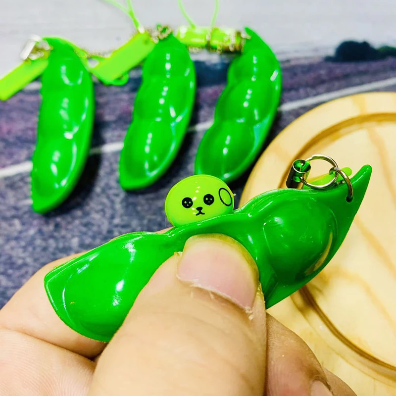 Squeeze Edamame Bean Pea игрушки гаджеты взрослые Reliever сжимаемая игрушка Зеленый горошек
