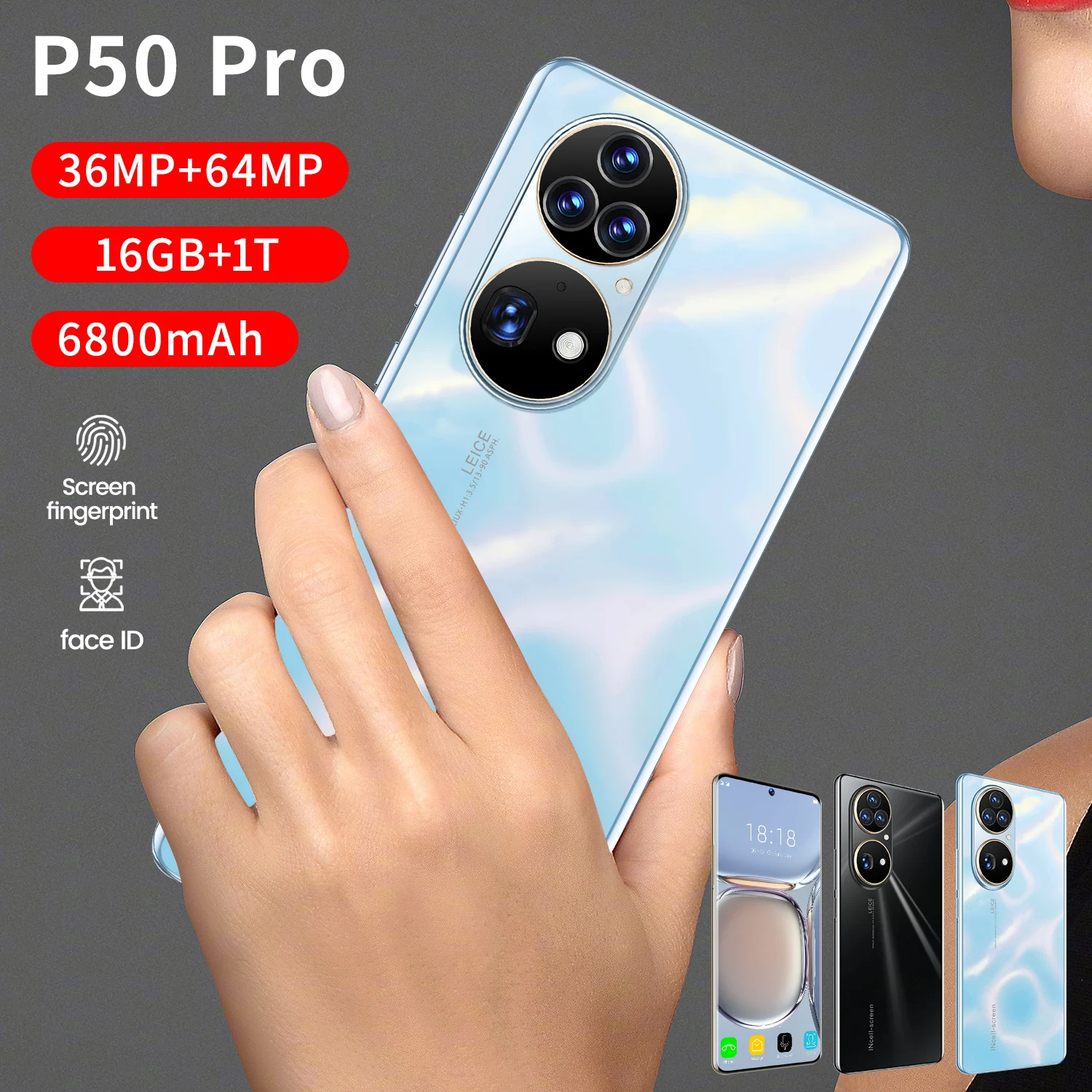 

Global Version телефон P50 Pro 7.3inchs 1024G 6800Mah Dual SIM 64MP 16GB 1TY Fast Charging Android 10.0 Deca Core Cellphones