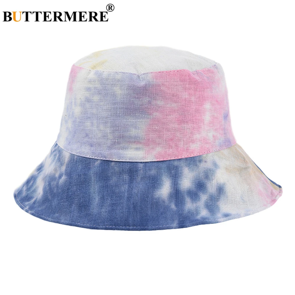 

BUTTERMERE Tie Dye Bucket Hat Double-sided Reversible Spring Summer Women Fishing Hat Cap Vintage Wide Brim Ladies Floppy Cap