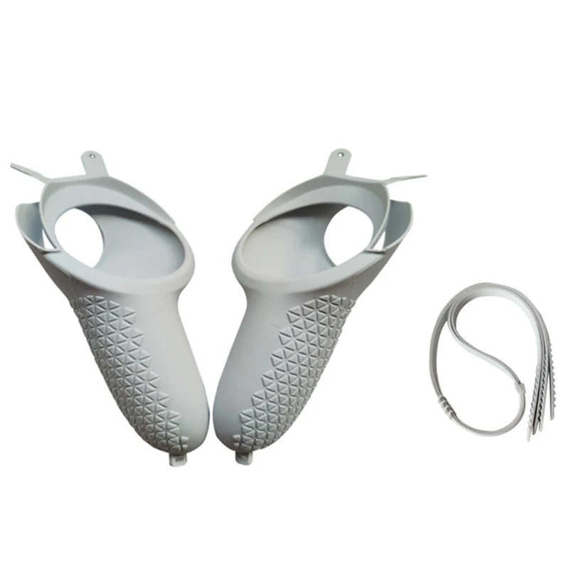 

VR Touch Controller Handle Grip Silicone Protective Cover Anti-Slip Shell with Knuckle Wrist Strap for oculus Quest 2