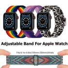 Ремешок нейлоновый для Apple Watch Band 44 мм 40 мм 38 мм 42 мм, регулируемый нейлоновый эластичный ремень для браслета Iwatch Series 3 4 5 6 SE