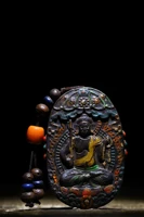 3tibet buddhism natural meteorite tracing filigree mosaic gem fudozun bodhisattva acalanatha buddha pendant amulet exorcism