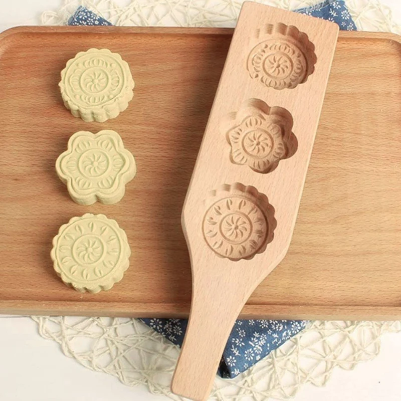 Форма цветка MoonCake прессформа деревянная ручная форма выпечки для маффина Mooncake
