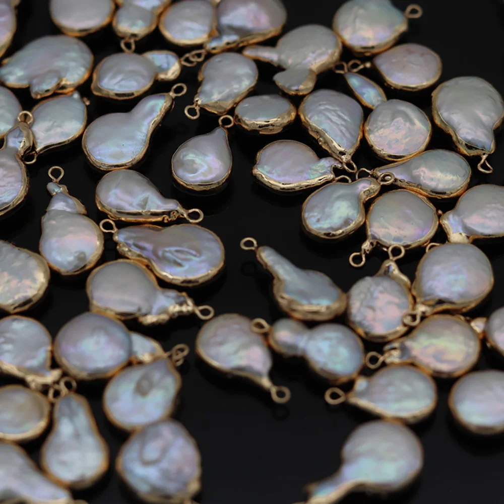 

3pcs Natural Freshwater Pearl Charms Pendants Irregular Shape for Jewelry Making DIY Accessories Fit Necklace Size 10x15-12x18mm
