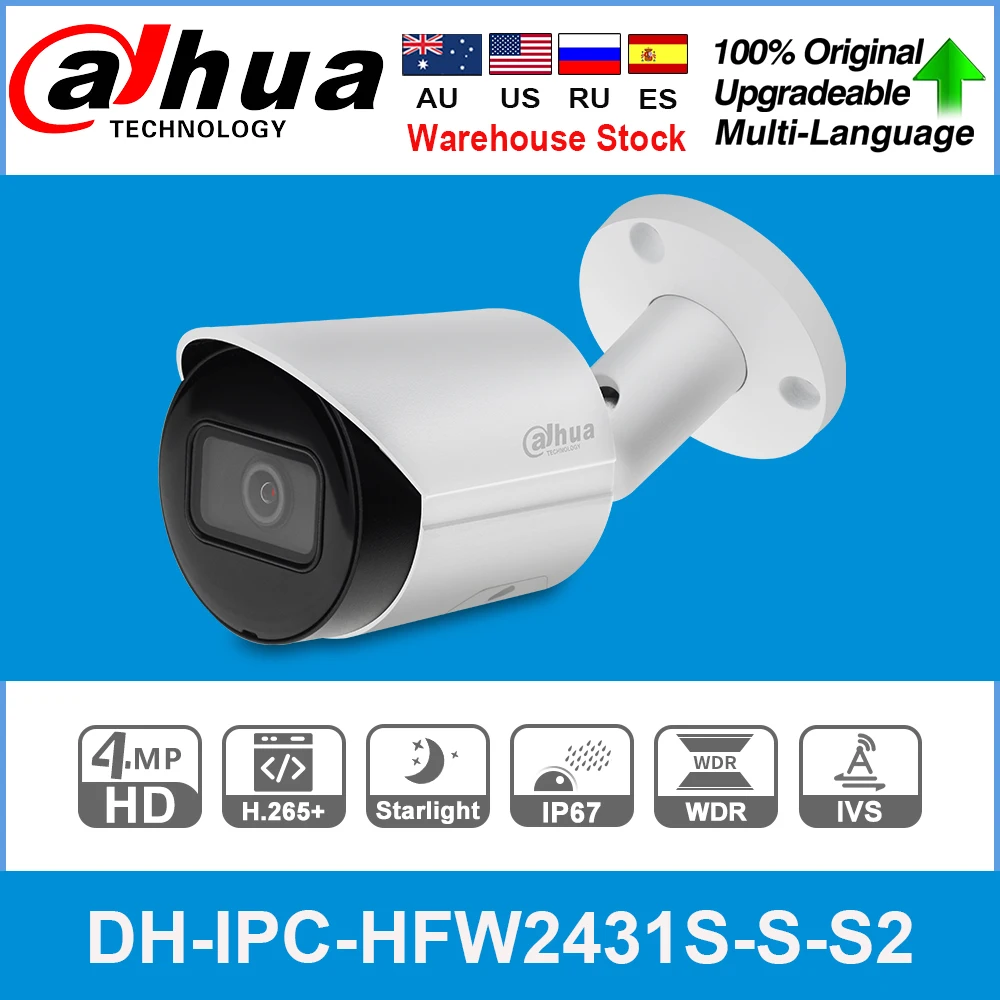 Сетевой видеорегистратор Dahua оригинальный IPC HFW2431S S 4MP HD POE IP камера Слот для карты