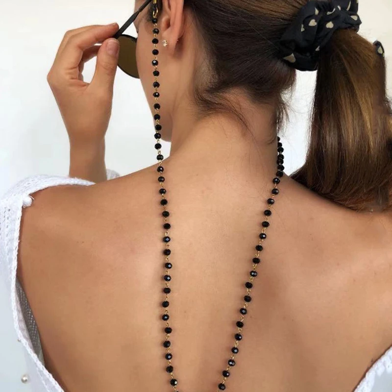 

Acrylic Sunglasses Chain Women Men Anti Slip Reading Glasses Eyewears Black Mask Lanyard Hanging Neck Holder Eyeglasses Strap