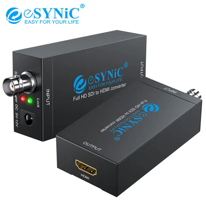 ESYNiC SDI к совместимому с HDMI конвертер Поддержка 3G HD SD 5V 12V адаптер переменного тока