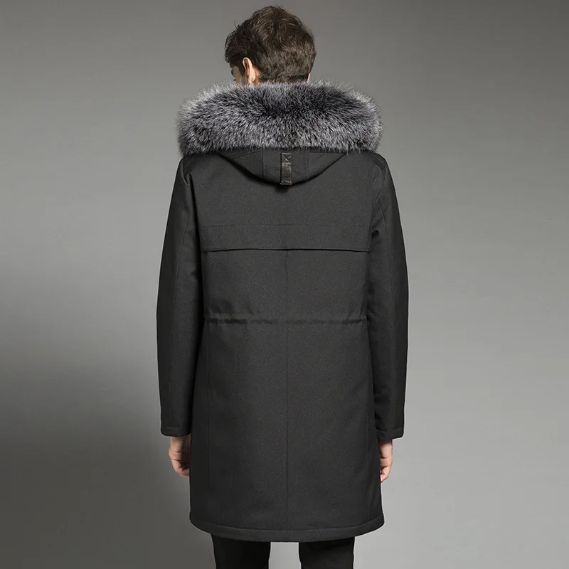 

Wild Winter Goose Coat, Man's Leather Coat, Natural Rabbit Skin Lining, Fox Neck, Warm Robe, Parkas 2020 18p9134-2
