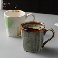 kiln change hand painted ceramic cafe mug japanese restaurant mug household mug with spoon turkish coffee cups cnorigin