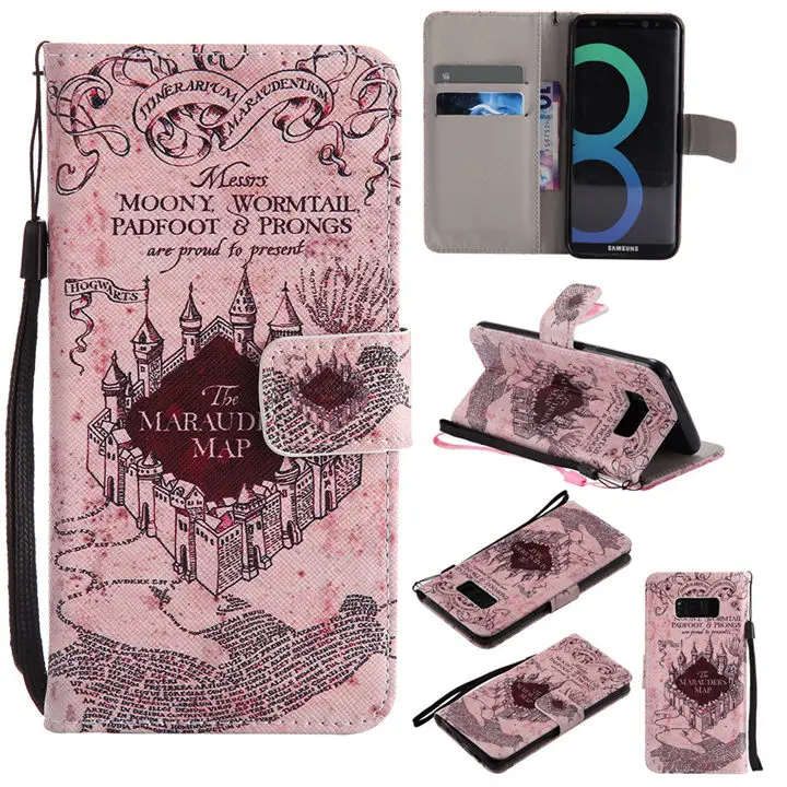 Castle Милый кожаный чехол-книжка для Funda samsung Galaxy S8 S9 Plus S7 S6 Edge чехол с кошкой и деревом для глаз чехол-кошелек с подставкой и отделением для карт P06F - Цвет: Castle