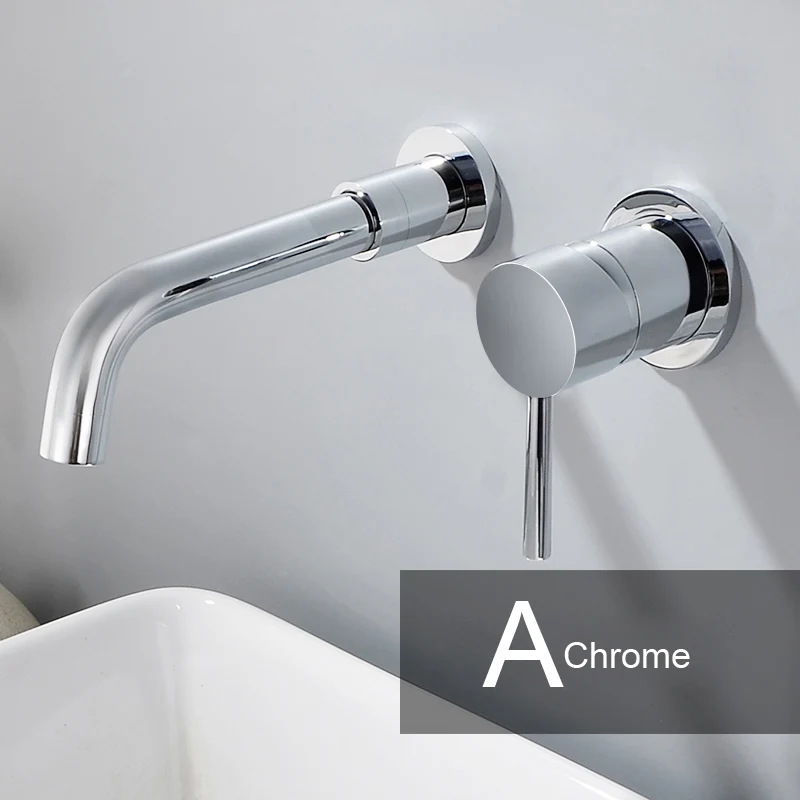 Черный матовый золотой хромированный настенный смеситель для раковины горячей и