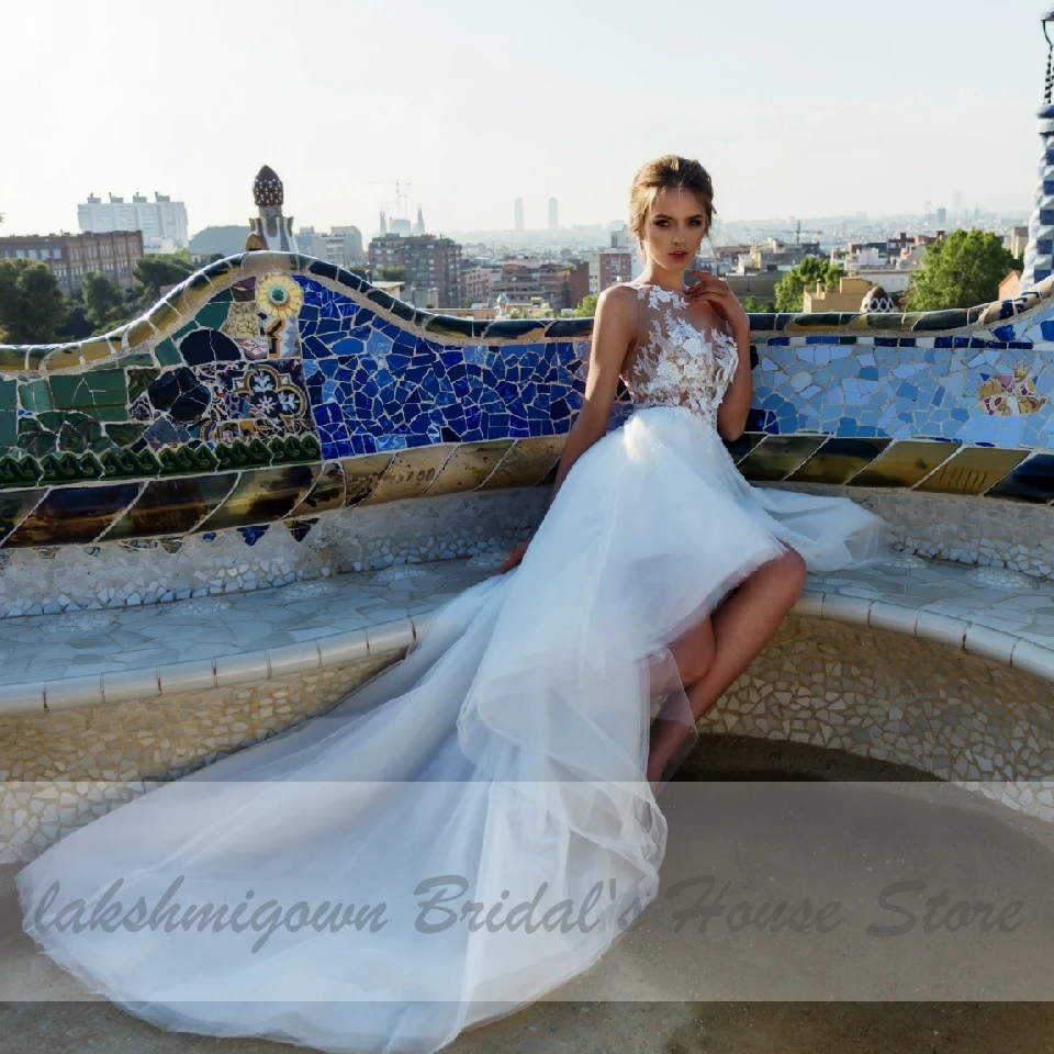 Длинное Элегантное свадебное платье lakshmidress с коротким передним и задним вырезом