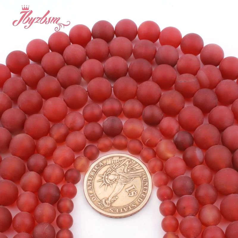 

6,8,10mm Round Bead Frost Matte Red Agates Natural Stone Beads For DIY Necklace Bracelet Jewelry Making Spacer Strand 15"