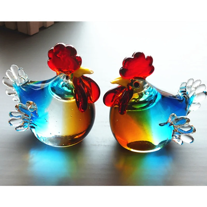 Crystal cockerel hen ornaments creative glass lucky chicken glass crafts home accessories wedding gifts
