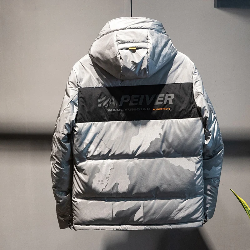 Jakcket men down jacket new collection 90% white duck down hooded monogram printed down jacket short coat for men high quality