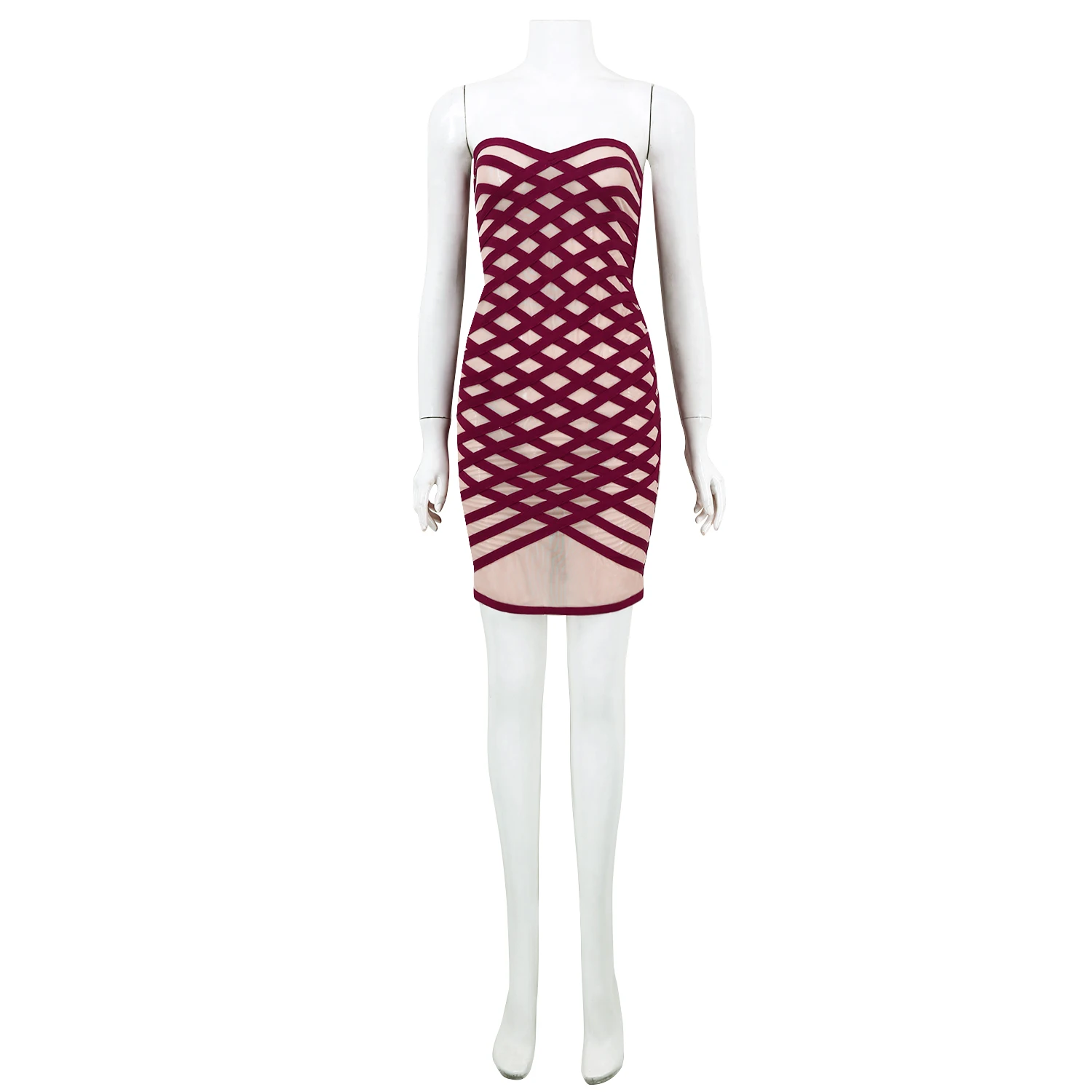 

Top Quality Sexy Women Celebrity Strapless Mini Rayon Bandage Rayon Homecoming Evening Party Dress