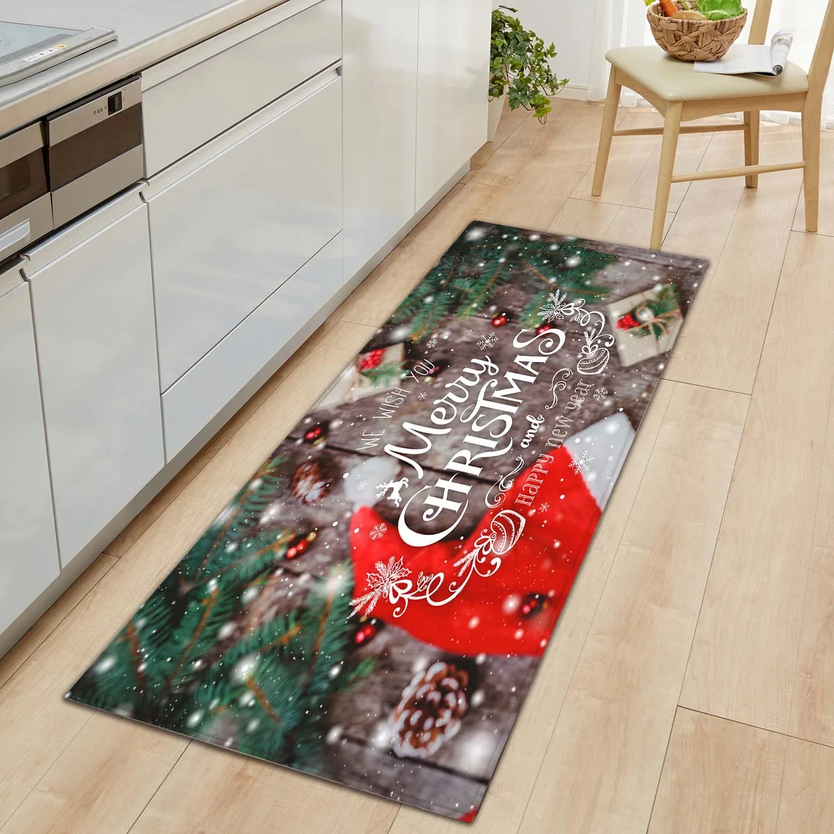 

Christmas Home Entrance Door Mat Flannel Kitchen Mat Carpet Doormats Soft Non-slip Kitchen Rug Hallway Carpet Home Decor