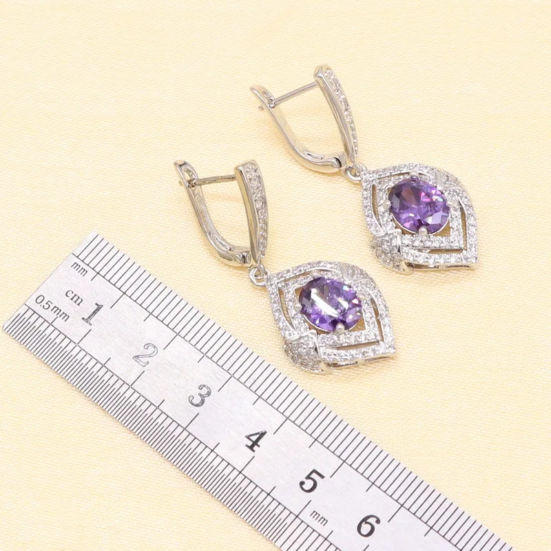 XUTAAYI Новое поступление серебряные Ювелирные наборы для женщин фиолетовое