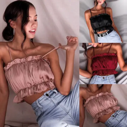 

NEW Fashion Women's Summer Sexy Sleeveless Tank Tops Ruched Tee Ladies Fashion Casual Hot Crop Tops Vest Bandeau Bralette