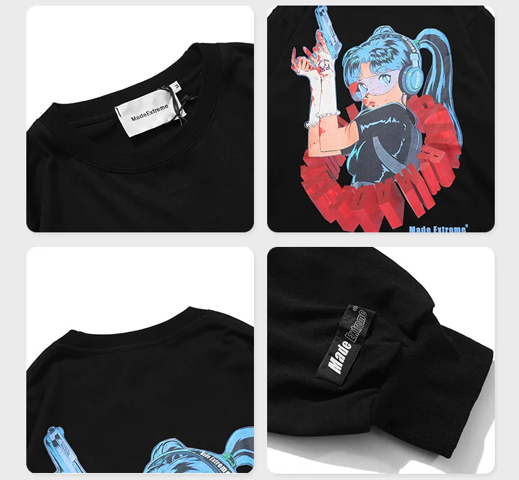 

T Shirt Men Cool Anime Manga Comics Print Pullover Hit Color Harajuku Hip Hop Couple Models Hoodies Streetwear Long Sleeve