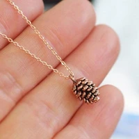 lady female girl women girlfriend couples lover metal silver color cute pine plant pendant charm necklace