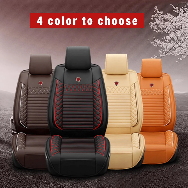 

MUCHKEY 5 Seats Front Rear Car Seat Covers For Hummer H1 H2 H3 PU Leather Needlework Full Set Front Rear Car Seat Cushion