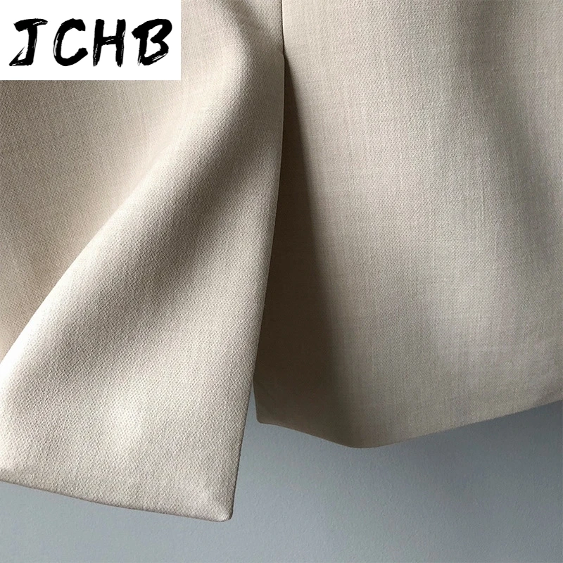 

SHZQJCHB Notched Neck Solid Blazer Suit Women Long Sleeve Lady Loose Office Coat Outerwear Pockets Casual Female Jacket Autumn