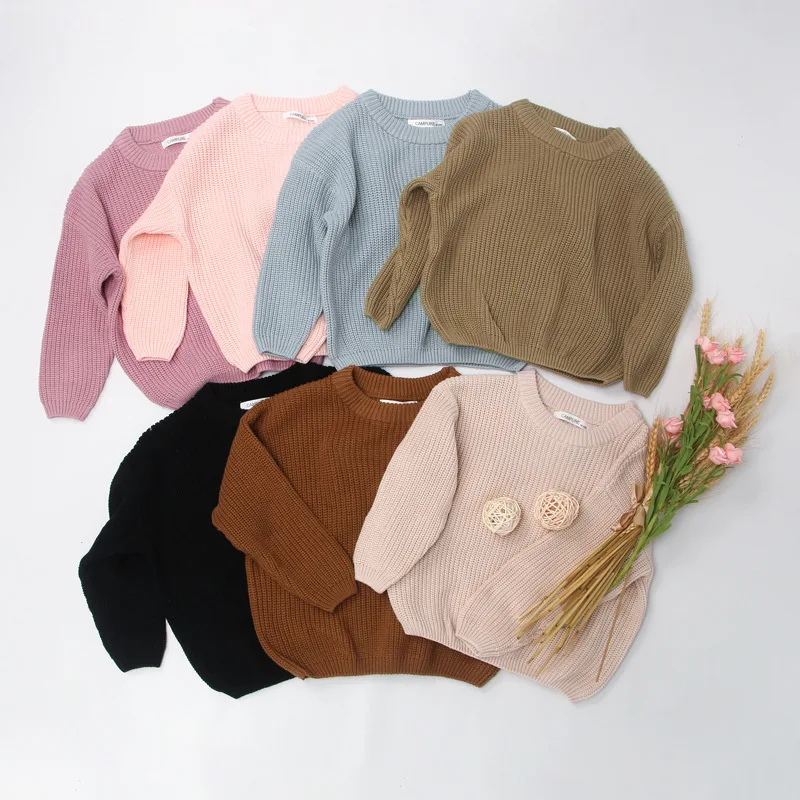 

Брендовая зимняя одежда для маленьких девочек, теплые хлопковые свитера для маленьких мальчиков, яркая детская трикотажная Свободная кофт...