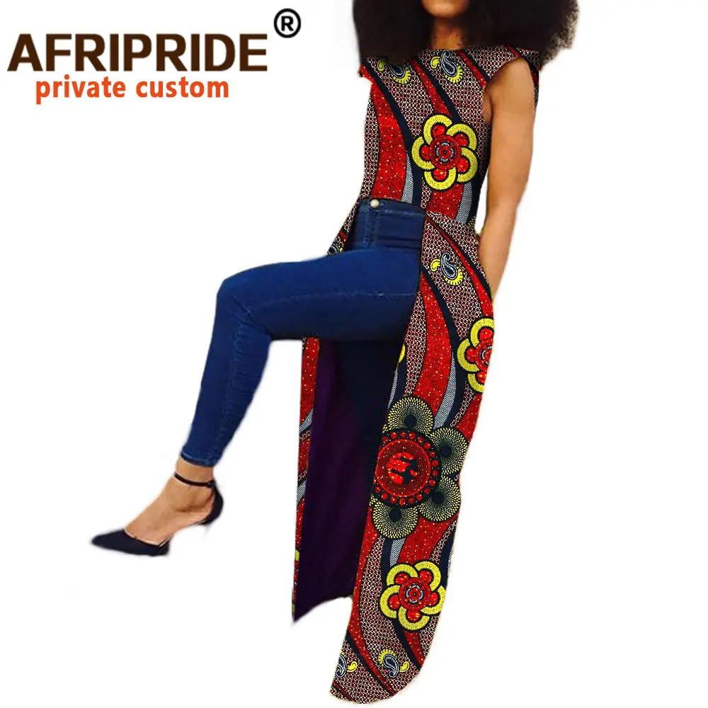 2020 африканская одежда для женщин AFRIPRIDE private custom без рукавов длинное пальто до