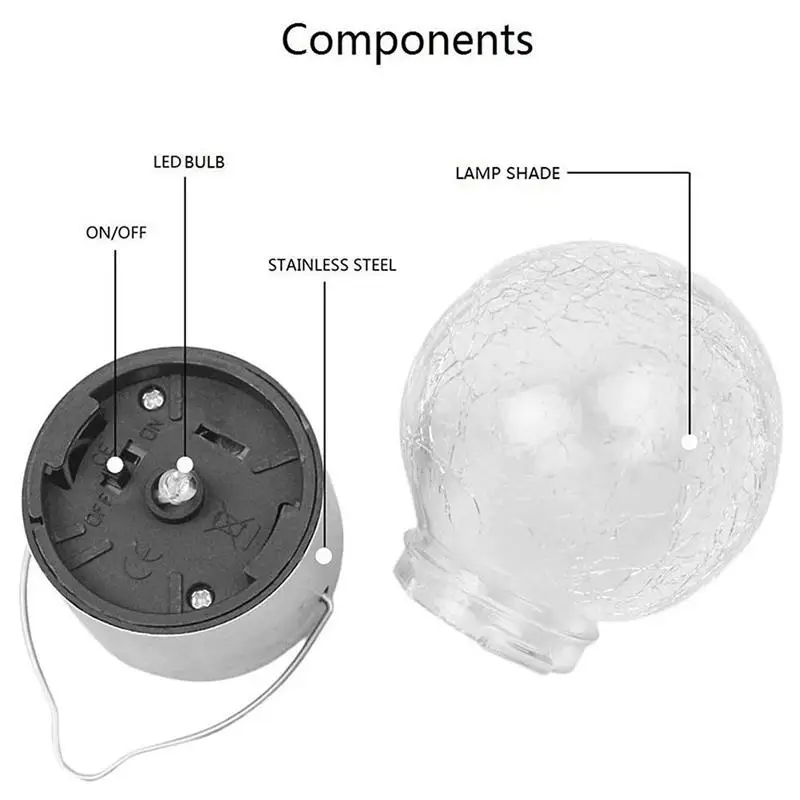 

Solar Hanging Lights Crackle Glass Hanging Ball Lights Outdoor Lantern Light Ornaments for Garden Patio Yard