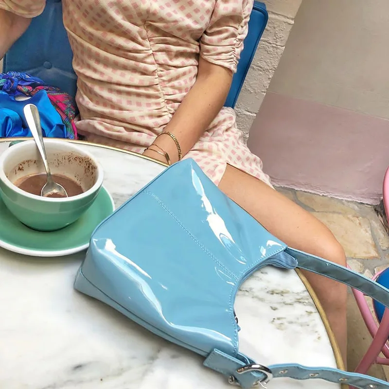 Сумка хобо женская из лакированной кожи роскошный дизайн сумочка для подмышек