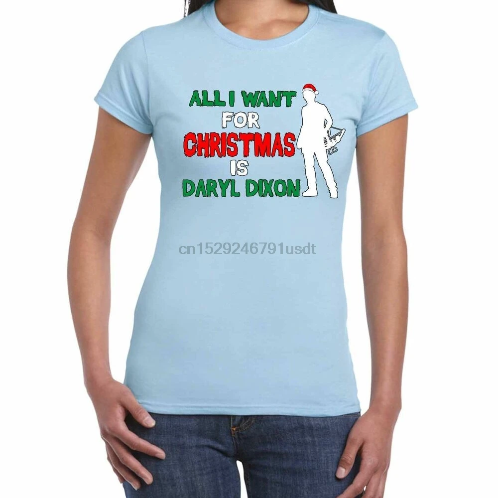 Женские Забавные футболки-я хочу Дэрил Диксон на Рождество Ходячие мертвецы