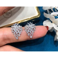 aazuo real 18k white gold real diamonds 0 90ct full diamonds luxury fireworks stud earrings gifted for women wedding party au750