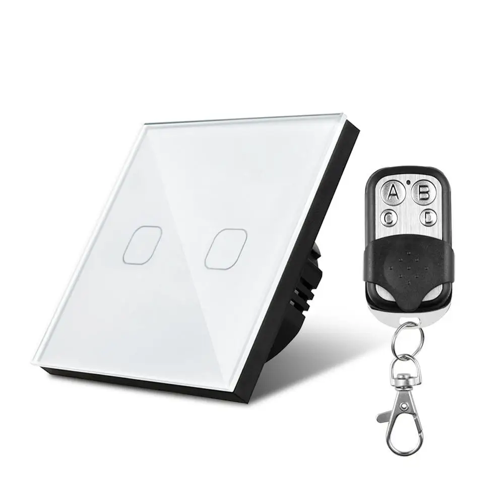 White With Remote Сенсорный выключатель, умный светильник, настенный выключатель, 1, 2, 3 комплекта, 1 способ, 220 В, стандарт ЕС/Великобритания, водонепроницаемый беспроводной пульт дистанционного управления - Цвет: White With Remote