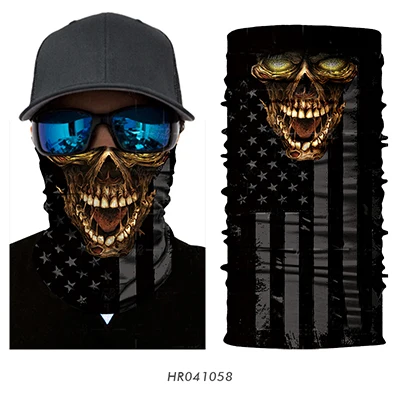 058 3D Skull Seamless Magic Neck Gaiter Skeleton Face Mask Shield Running Cycling Fishing Bike Bandana Headband Tube Scarf Men Women - Цвет: 058