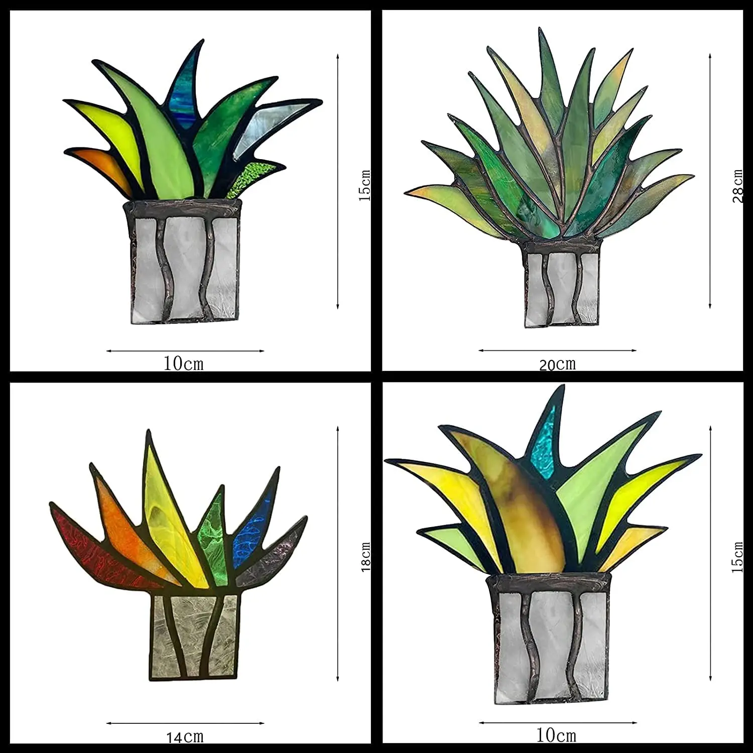 

Decoration Ornaments Garden Artificial Agave Stained Glass Aloe Potted Plant Suncatcher Yard Decoraion Garden Art Figurine