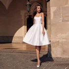 Простое свадебное платье-трапеция Verngo, мягкое атласное Короткое свадебное платье, элегантное женское платье, Турция 2019, свадебные платья