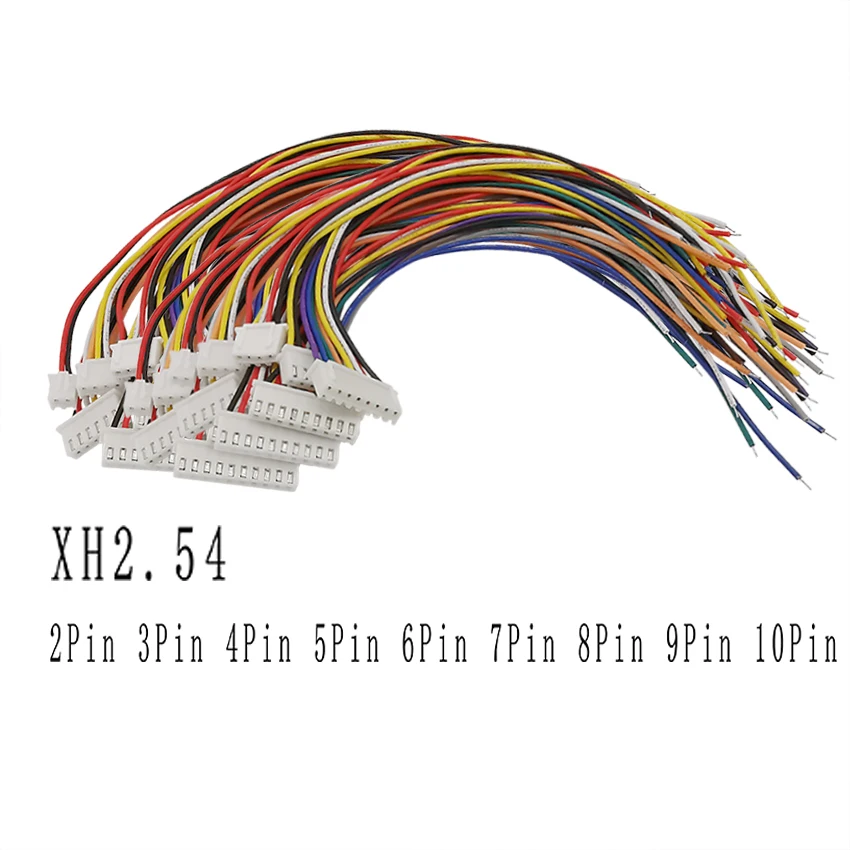 

100Pcs JST XH2.54 Pitch 2.54mm 2P 3P 4P 5P 6P 7P 8P 9P 10 Pin Male Plug Wire Cable Connector With 26AWG 30cm Wire
