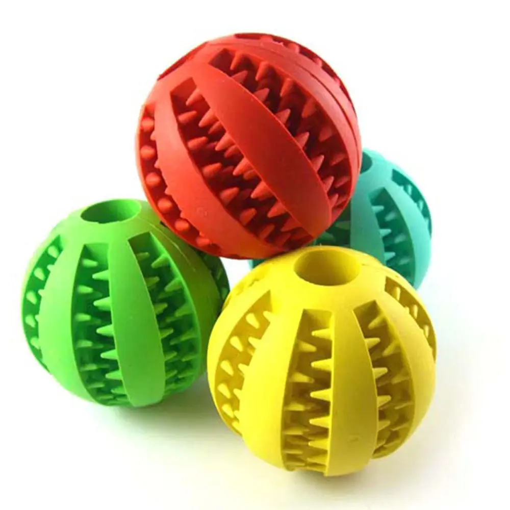 

Pet Interactive Rubber Ball Dog Cat Puppies Chew Toy Spherical Tooth Cleaning
