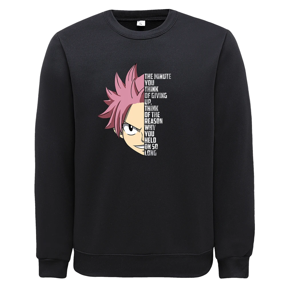 

Natsu Quote Print Mens Sweater Comfortable Oversize Streetsweatshirt Hip Hop Crewneck Apparel High-Quality Fleece Tops For Male