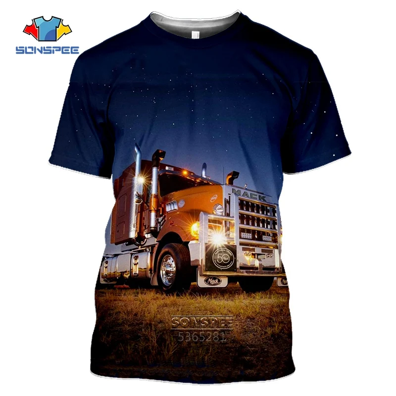 

SONSPEE Summer Cartoon Car T-shirt 3D Printing Men's Tractor Short Sleeve T-shirt Women's Casual Fashion Harajuku Street T-shirt