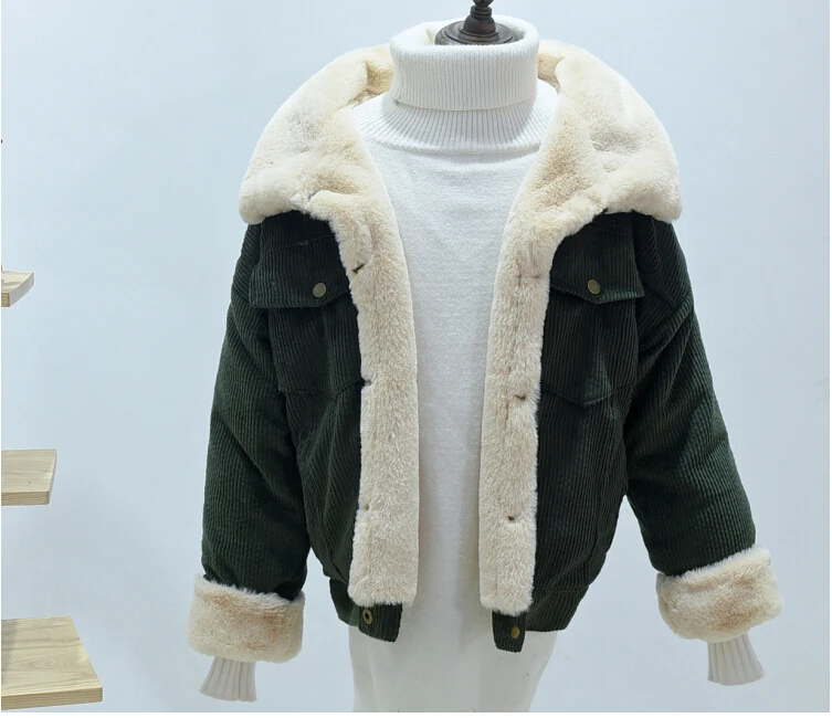 Новинка 2019 мягкая женская Свободная Вельветовая куртка Утепленная зимняя Милая