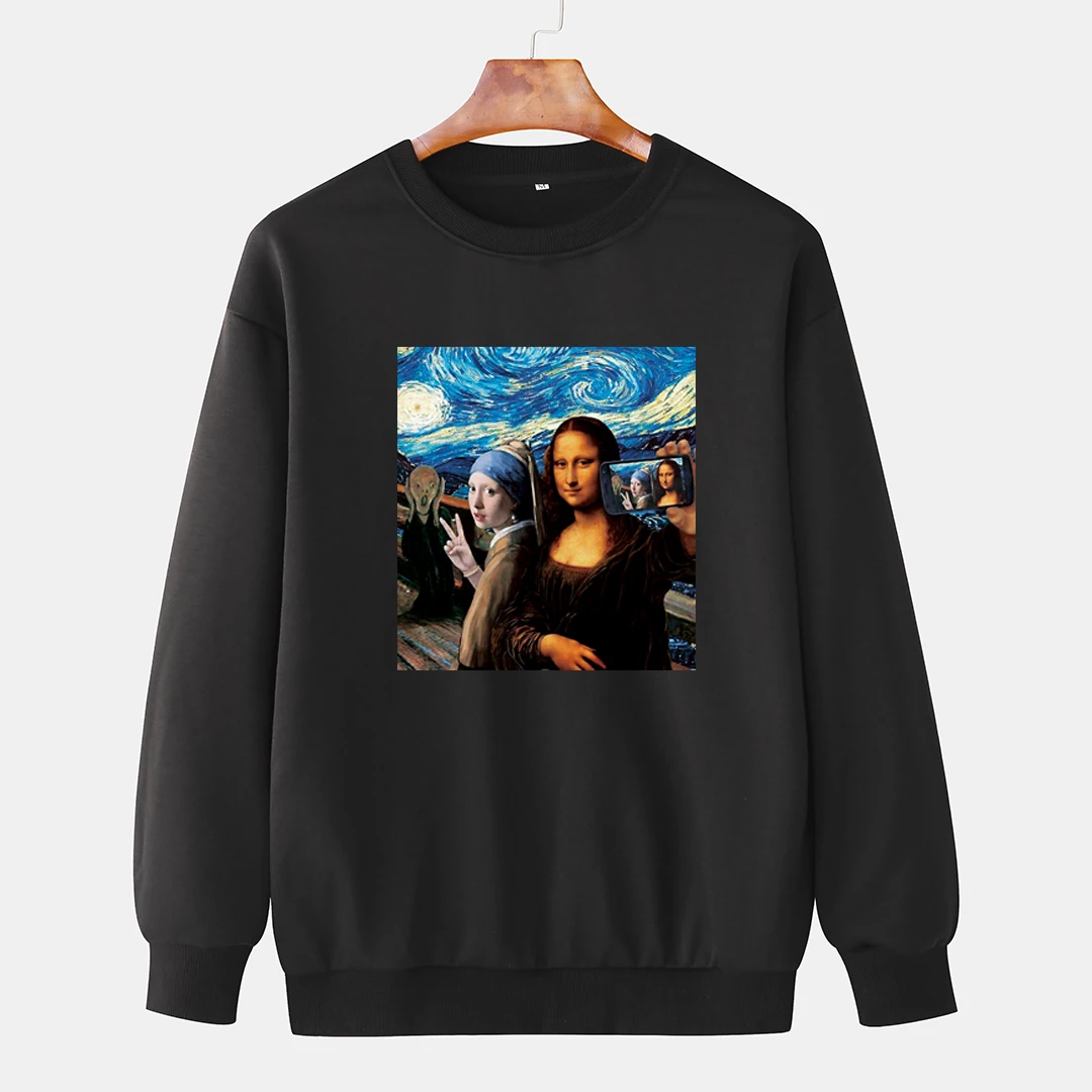 Осенне зимняя толстовка с капюшоном и принтом для селфи новинка мужская дорожная