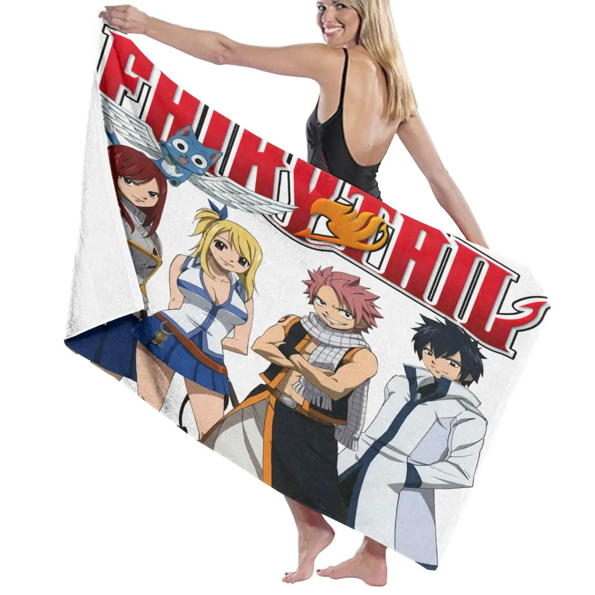 Новое пляжное полотенце сказочного хвоста Natsu Gray Erza Гильдия Аниме Манга банное
