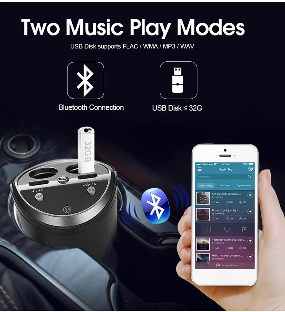 VR робот Bluetooth FM трансимтер модулятор Handsfree автомобильный комплект с подстаканником двойной прикуриватель Разветвитель USB зарядное устройство