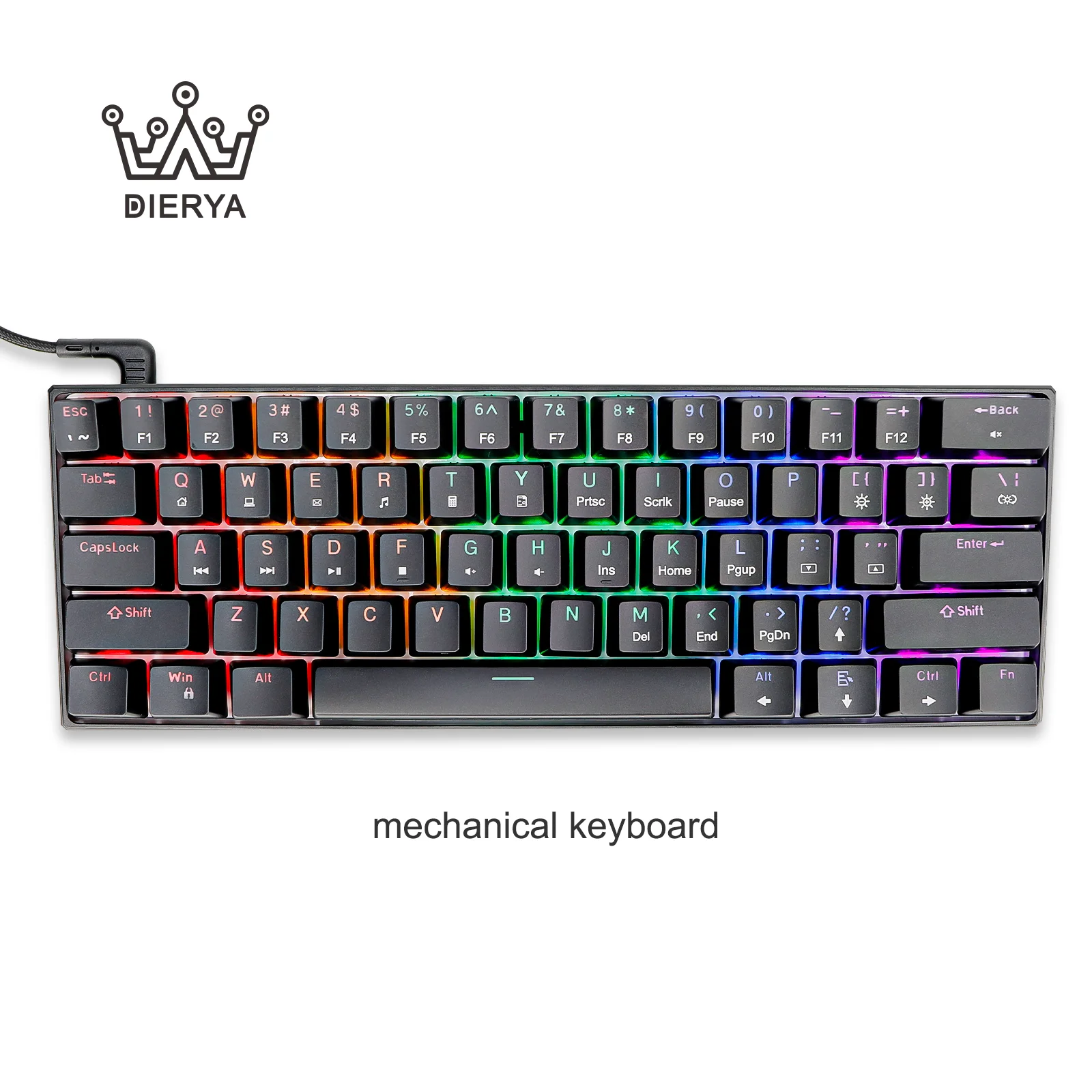

DIERYA DK61 SE игровая клавиатура механичеcкая 61 клавиша RGB с подсветкой USB проводной съемный кабель 60% механическая клавиатура для портативных ПК