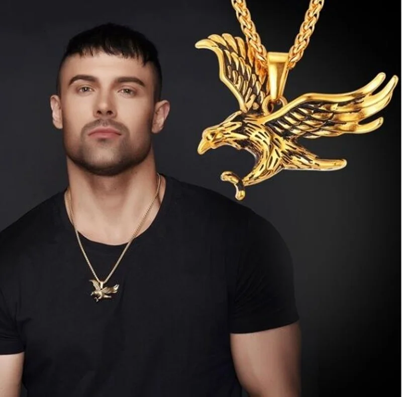 Прохладный ястреб ожерелье для мужчин из нержавеющей стали с покрытием