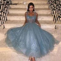 tea length blue prom dress satsweety 2022 spaghetti straps vestido de festa simple formal party gown special occasion prom gowns